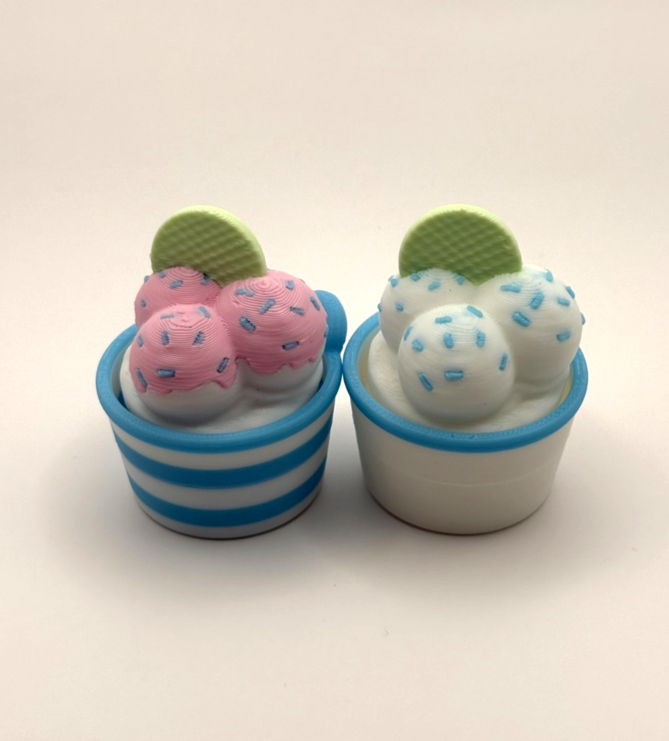 3D Printed Ice Cream Fidget Toy Mini Cup Dessert Desk Toy Choose Color