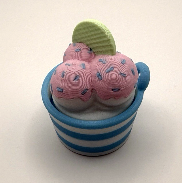 2 Pack 3D Printed Ice Cream Fidget Toys Mini Dessert Cups Desk Toy Gift