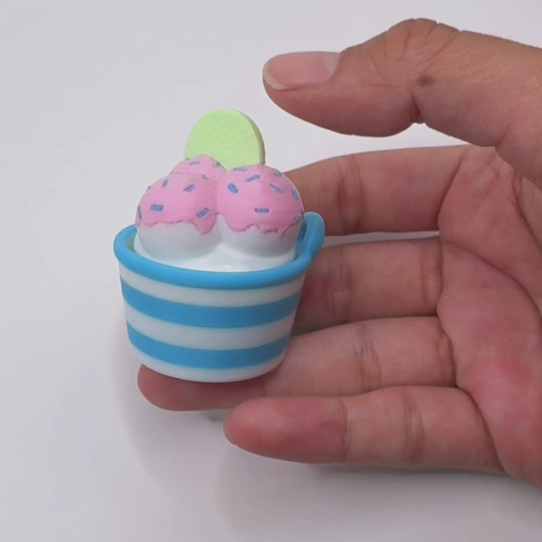 2 Pack 3D Printed Ice Cream Fidget Toys Mini Dessert Cups Desk Toy Gift